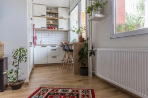 White,Kitchen,With,Red,Components,,Cosy,Tiny,Home,After,The