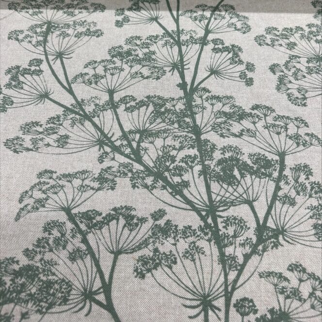 Sewing House Cow Parsley Apple Green on Natural Fabric