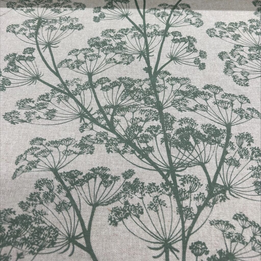 Sewing House Cow Parsley Apple Green on Natural Fabric Sewing House Cow Parsley Apple Green on Natural Fabric