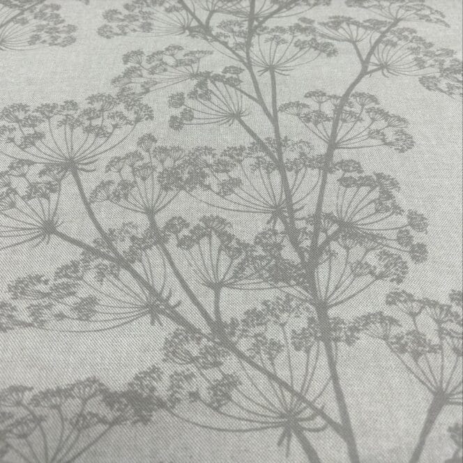 Sewing House Cow Parsley Grey on Natural Fabric