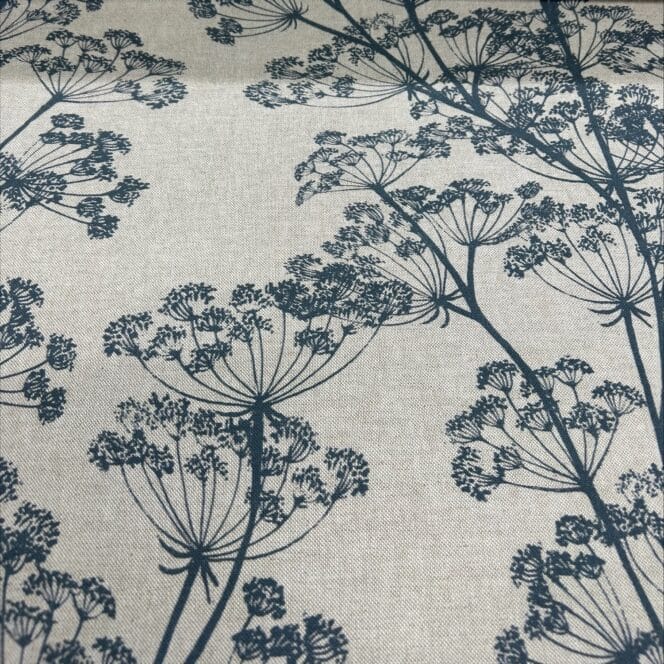 Sewing House Cow Parsley Indigo On Natural Fabric