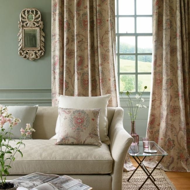 Colefax and Fowler Cassius Pink Blue Curtains