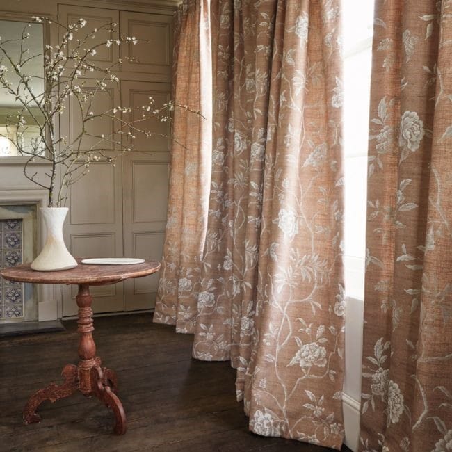 Colefax and Fowler Swedish Tree Old Pink Curtains Colefax and Fowler Swedish Tree Old Pink Curtains